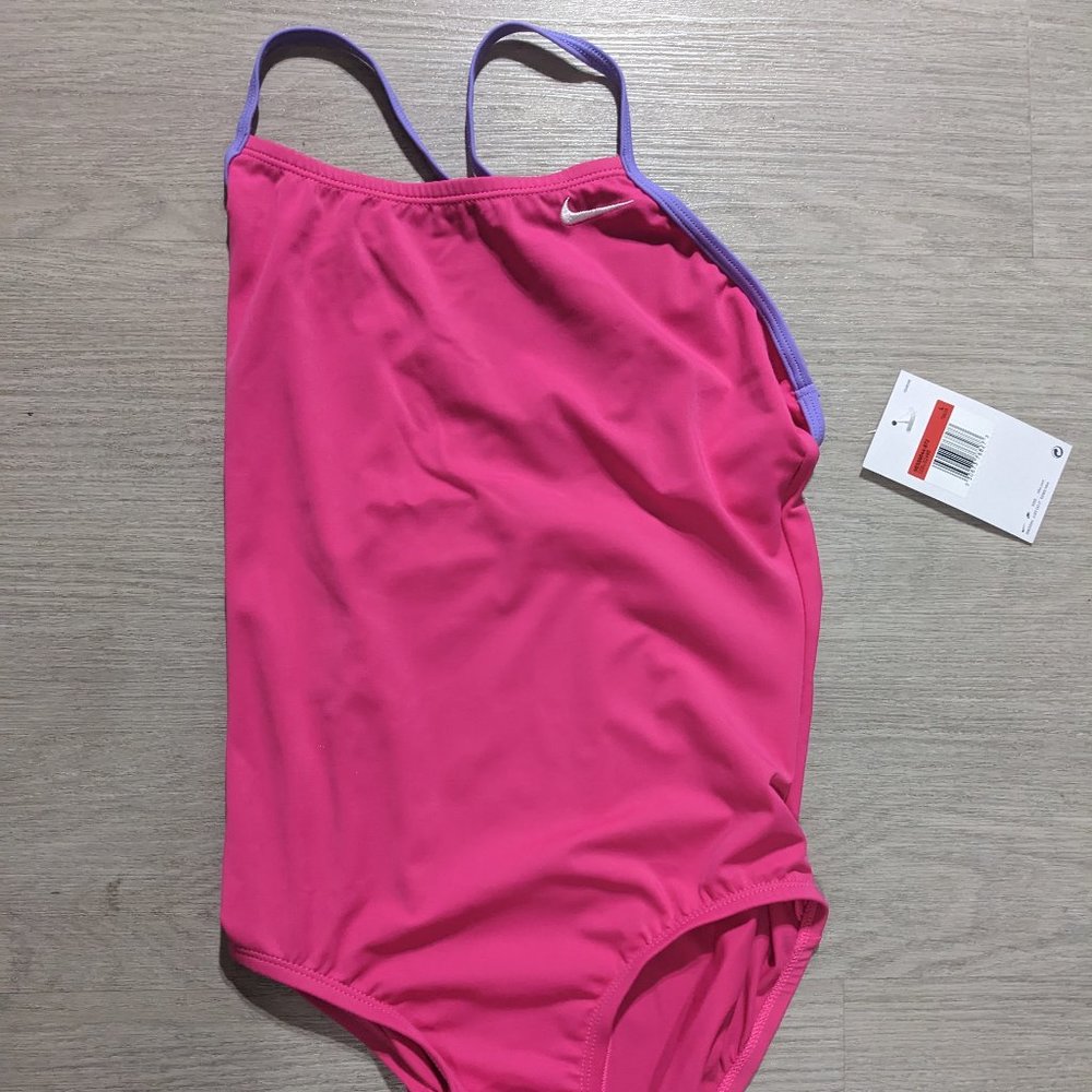 Nike Girls' Racerback One Piece Swimsuit (Pink/Purple) *LARGE* - Picture 4 of 4